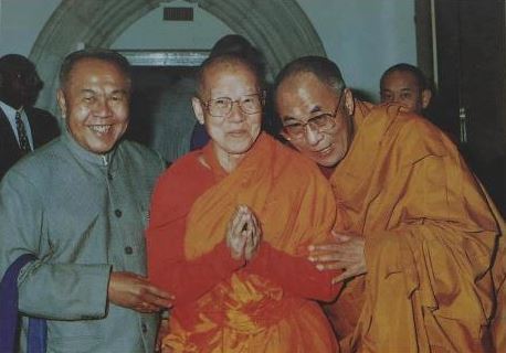 My master Maha Ghosananda [center] and Dalai Lama 